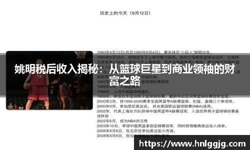 姚明税后收入揭秘：从篮球巨星到商业领袖的财富之路